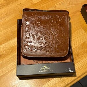 Patricia Nash Brown Embossed Leather Crossbody Bag